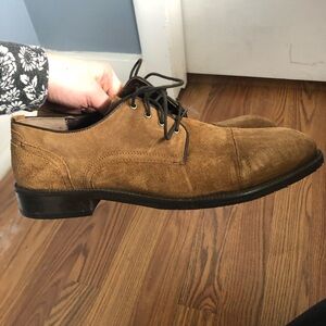 Brown Oxford Dress Shoes with Suede Finish